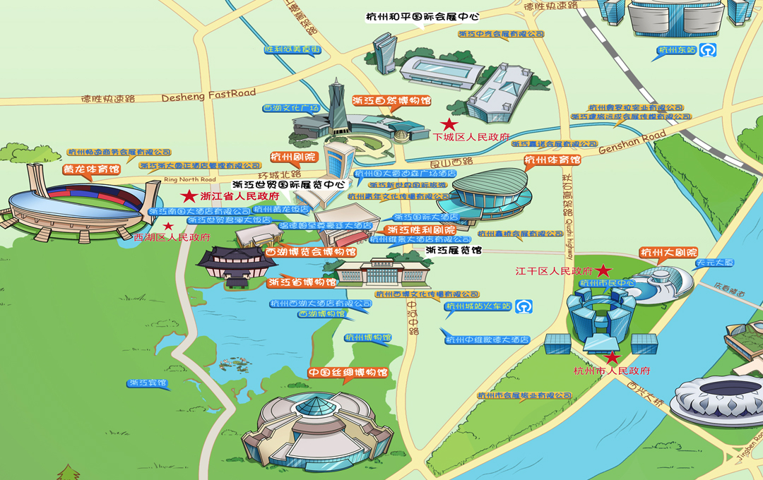 杭州主城区会议中心分布地图